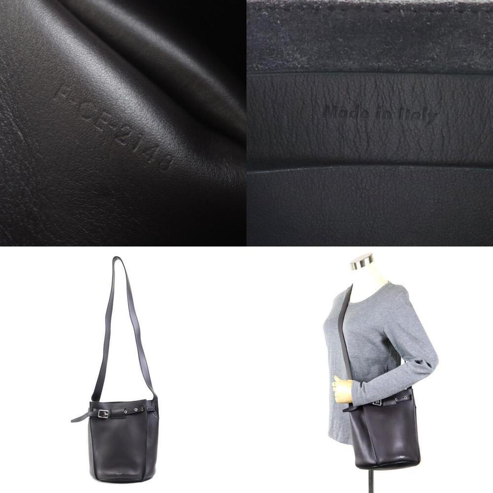 Celine Shoulder Bag Big Bucket Leather Charcoal Black Gray - Picture 5 of 5